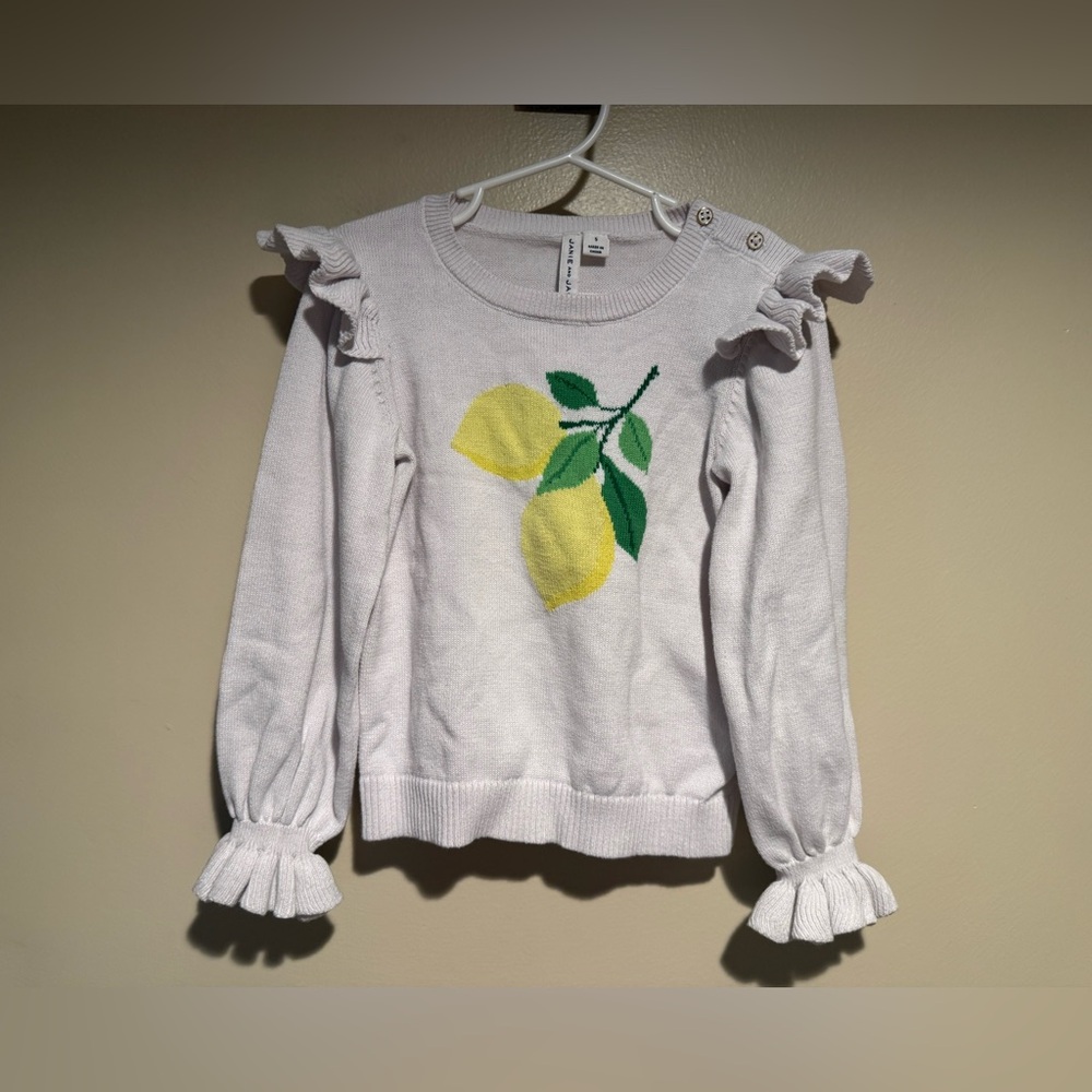 Janie And Jack Lemon Ruffle shoulder Sweater & Pant Set Girl's Size 5 - Picture 7 of 13